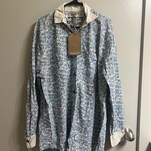 Magnolia Pearl Blue and Cream Floral Shirt (item 11.3)